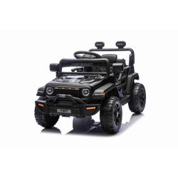 Elektrické autíčko OFFROAD NEW s pohonom zadných kolies, čierne, Lítiová batéria, Vysoký podvozok, široké sedadlo, Odpružené nápravy, 2,4 GHz Diaľkový ovládač, MP3 prehrávač so vstupom USB/SD, LED svetlá