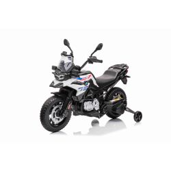 Elektrická Motorka BMW F850 GS, Licencované, 12V batéria, EVA mäkké kolesá, 2 x 35W motor,LED Svetlá, Pomocné kolieska, biela