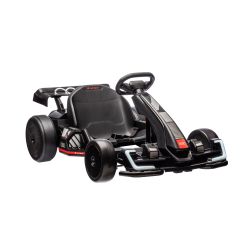 Licencovaná driftovacia Motokára AUDI 24V, čierna, LED svetlá, 2 x 150W Motor, Drift režim s rýchlosťou 12 Km/h, 24V Batéria, Masívna železná konštrukcia, Nastaviteľné sedadlo, MP3 Prehrávač