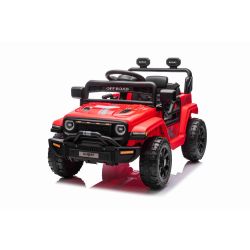 Elektrické autíčko OFFROAD NEW s pohonom zadných kolies, červené, Lítiová batéria, Vysoký podvozok, široké sedadlo, Odpružené nápravy, 2,4 GHz Diaľkový ovládač, MP3 prehrávač so vstupom USB/SD, LED svetlá