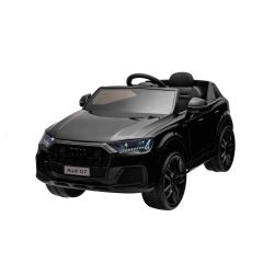 Zánovné elektrické autíčko Audi Q7 čierne, Jednomiestne, Nezávisle odpruženie, 12V batéria, Diaľkové ovládanie, 2 x 35W motor, LED Svetlá, USB/AUX Vstup na MP3 prehrávači, Licencované