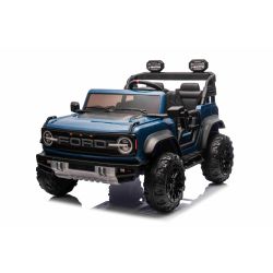 Elektrické autíčko Ford Bronco XL s pohonom zadných kolies, licencované (Dvojmiestne), modré, Lítiová batéria, Vysoký podvozok, Dve sedadlá, Odpružená zadná náprava, 2,4 GHz Diaľkový ovládač, MP3 prehrávač so vstupom USB, LED svetlá