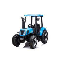 Elektrický traktor NEW HOLLAND-T7 12V, Jednomiestne, modré, Koženkové sedadlo, MP3 Prehrávač s USB vstupom, Zadný pohon, 2x 35W Motor, EVA kolesá, 2,4 GHz Diaľkové Ovládanie, Originál licencia