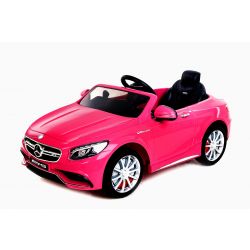 Použité elektrické autíčko Mercedes-Benz S63 AMG 12V, ružové, Koženkové sedadlo, 2,4 GHz diaľkové ovládanie, USB / AUX Vstup, LED Svetlá, Mäkké EVA kolesá, 2 X 35W MOTOR, ORIGINÁL licencia