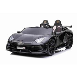 Elektrické autíčko Lamborghini Aventador 12V Dvojmiestne, čierne, 2,4 GHz diaľkové ovládanie, USB / SD Vstup, odpruženie, vertikálne otváracie dvere, mäkké EVA kolesá, 2X MOTOR, ORIGINAL licencia