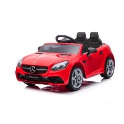 Elektrické autíčko Mercedes-Benz SLC 12V, červené, Koženkové sedadlo, 2,4 GHz diaľkové ovládanie, USB / AUX Vstup, Zadné odpruženie, LED Svetlá, Mäkké EVA kolesá, 2 X 30W MOTOR, ORIGINÁL licencia