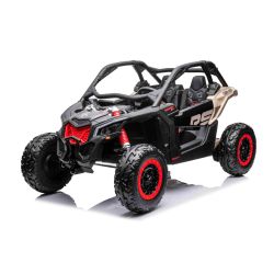 Elektrické autíčko Can-am Maverick, čierny, dvojmiestne, odpružená zadná náprava, 2,4 Ghz diaľkové ovládanie, prenosná batéria, 4 x 35W Motory, EVA kolesá, koženkové sedadlá, MP3 prehrávač so vstupom USB/SD, Licencované