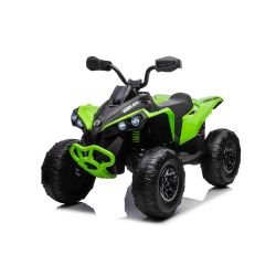 Zánovná elektrická štvorkolka Can-am Renegade, zelená, jednomiestna, odpružená predná a zadná náprava, LED Svetlá, 12V batéria, 2 x 35W Motory, mäkké EVA kolesá, MP3 prehrávač so vstupom USB/AUX, Licencovaná
