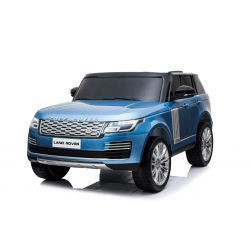 Zánovné elektrické autíčko Range Rover, Dvojmiestne, modré lakované, Koženkové sedadlá, LCD Displej, Pohon 4x4, 2x 12V7AH, EVA kolesá, Odpružené nápravy, Kľúčové trojpolohové štartovanie, 2,4 GHz Bluetooth Diaľkový Ovládač