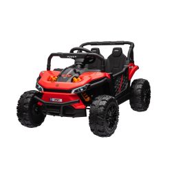 Elektrické autíčko UTV Small 12V, červený, Pohon zadných kolies, 12V batéria, Plastové kolesá, široké dvojité sedadlo, 2,4 GHz Diaľkový ovládač, Jednomiestne, MP3 prehrávač so vstupom USB/SD, LED Svetlá