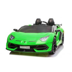 Použité elektrické autíčko Lamborghini Aventador 24V Dvojmiestne, Zelené lakované, 2,4 GHz DO, Mäkké PU Sedadlá, LCD Displej, odpruženie, vertikálne otváracie dvere, mäkké EVA kolesá, 2 X 45W MOTOR, ORIGINAL licencia