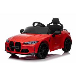 Elektrické autíčko BMW M4, červené, 2,4 GHz dialkové ovládanie, USB / Aux Vstup, odpruženie, 12V batéria, LED Svetlá, 2 X MOTOR, ORIGINAL licencia