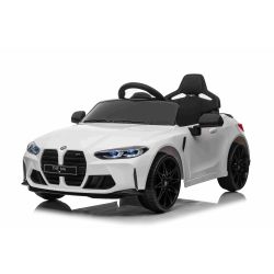 Elektrické autíčko BMW M4, biele, 2,4 GHz dialkové ovládanie, USB / Aux Vstup, odpruženie, 12V batéria, LED Svetlá, 2 X MOTOR, ORIGINAL licencia