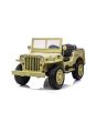 Elektrické autíčko USA ARMY 4X4, žlté, Trojmiestne, MP3 Prehrávač so vstupom USB/SD, Odpružené náprvy, LED svetlá, Sklápacie čelné sklo, 12V14AH, EVA kolesá, Čalúnené sedadlá, 2,4 GHz Diaľkový ovládač, 4x4 Pohon