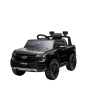 Elektrické autíčko FORD Ranger 12V, čierne, Koženkové sedadlo, 2,4 GHz diaľkové ovládanie, Bluetooth / USB Vstup, Odpruženie, 12V batéria, Plastové kolesá, 2 X 30W MOTOR, ORIGINAL licencia